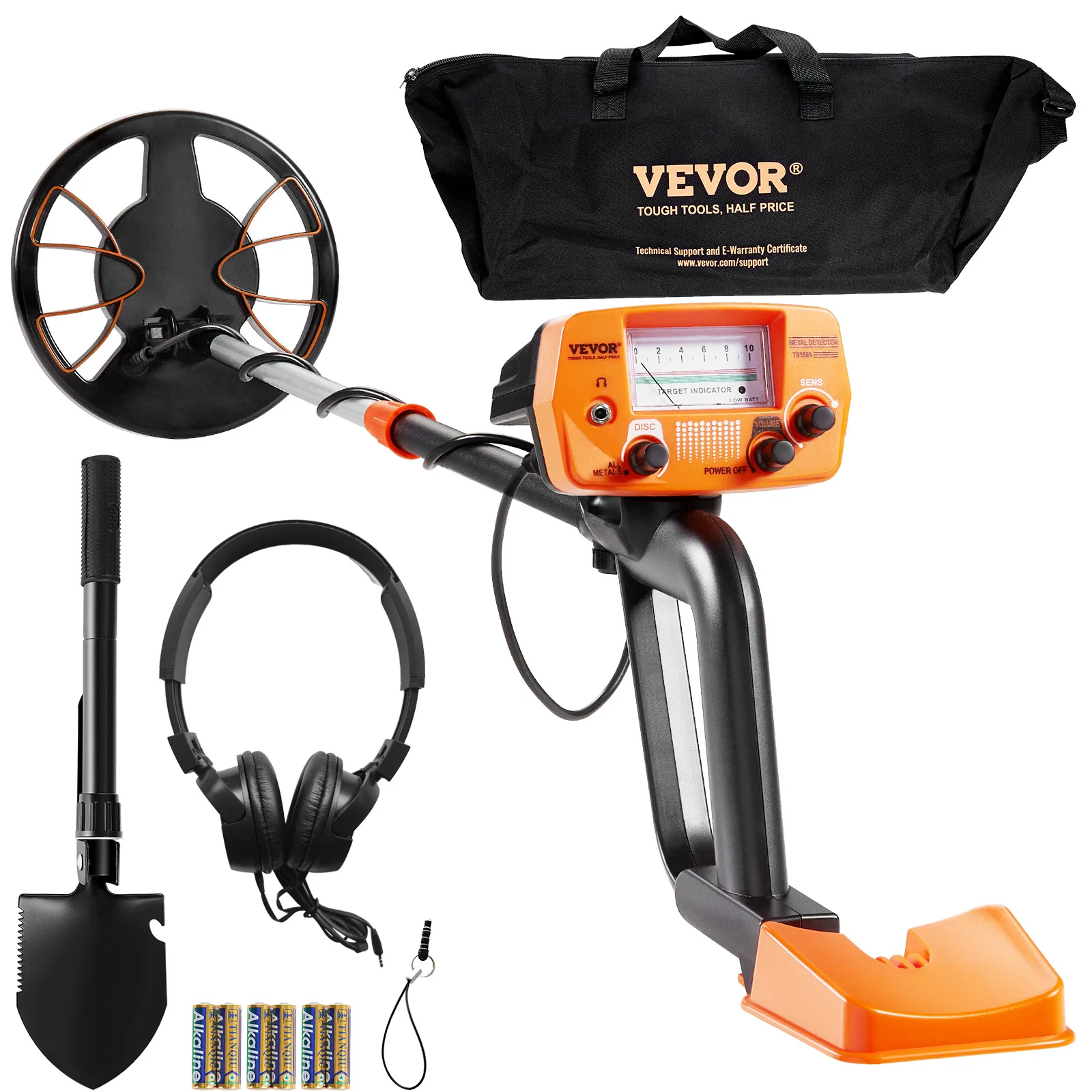 VEVOR Metal Detector 8 Inch Waterproof Search Coil High Accuracy Pointer Display Adjustable 38''-49'' Aluminum Stem Detector