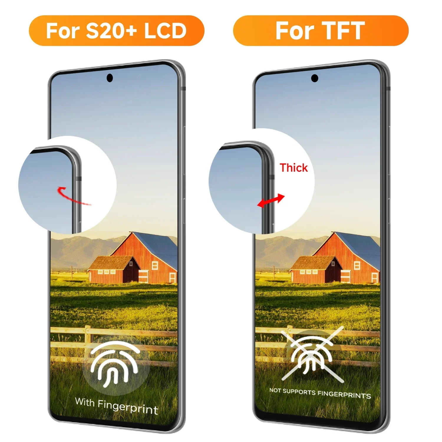 TFT S20 Plus Display Screen Assembly for Samsung Galaxy S20 Plus S20+ G985F G986F Lcd Display Digital Touch Screen with Frame