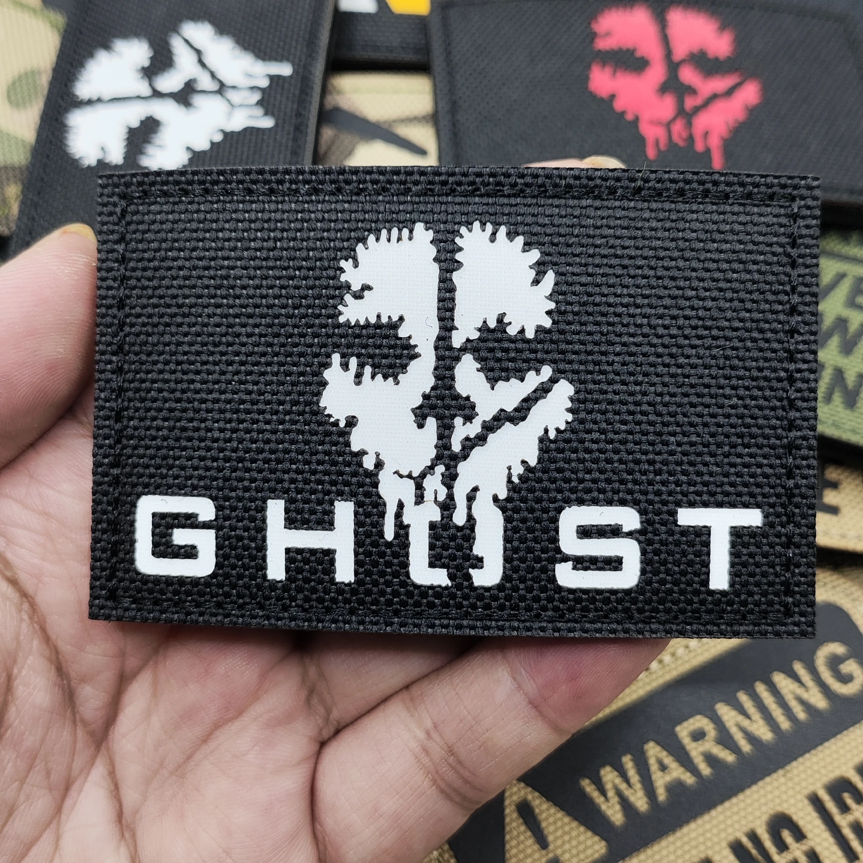 Call of Duty Skeleton and Ghost Ghost Mask, C psula CORP, No Moral Barriers Affected Embroidered Hook and Loop Backpack Patch