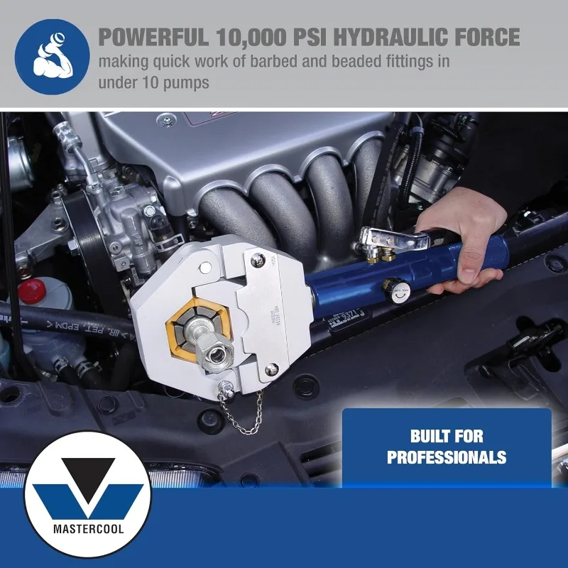 71500-A Hydra-Krimp |   Oryginalna, opatentowana hydrauliczna zaciskarka do węży klimatyzacji |   Zaciski # 6, # 8, # 10, # 12, I Zmniejszone Barierowanie