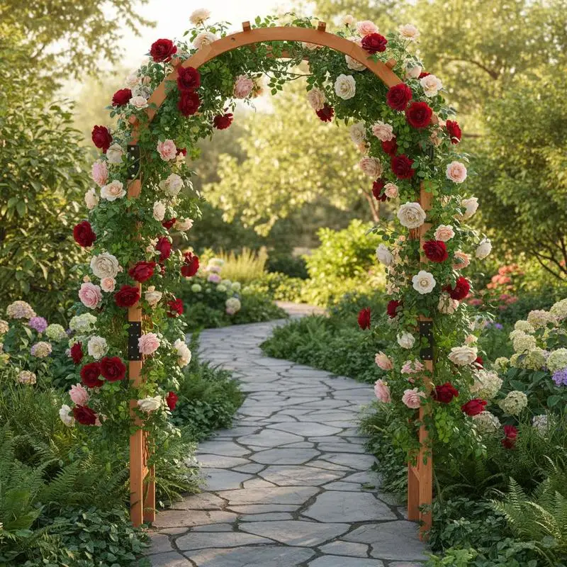 

7.7 Feet Garden Arch Wooden Arbor for Climbing Plants