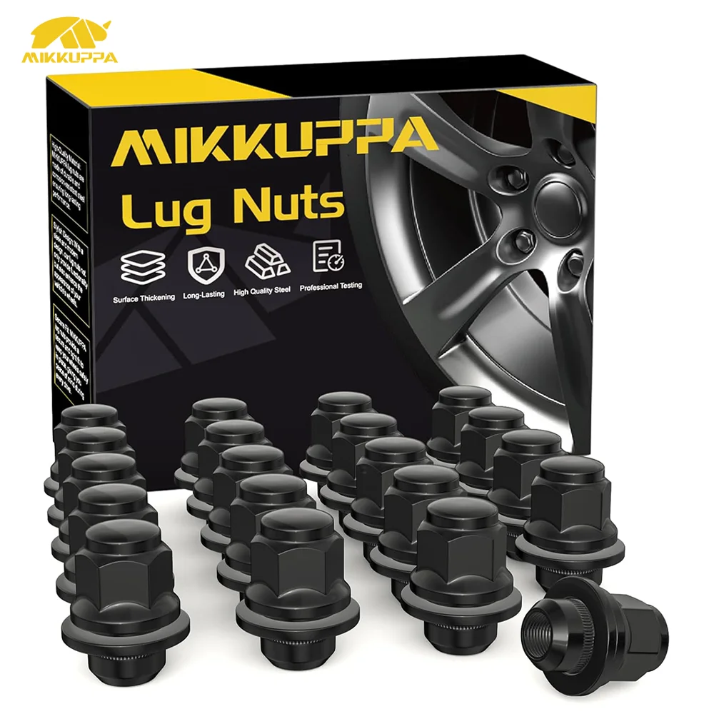 

MIKKUPPA M12x1.5 Lug Nuts - 20pcs One-Piece Black OEM Style Mag Seat Lug Nuts - Replacement for Toyota Avalon Camry Corolla High