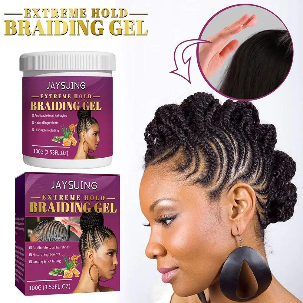 Styling Braiding Gel Extreme Hold 100g Edges Control Hair Hair Hair Anti Break Cream Loss Care Anti Hair Wax Shaping V9O1