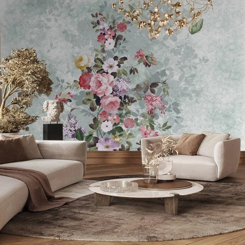 

MU8554 Embossed TV Sofa Background Wall Mural Modern Floral Wallpaper Design Wall Art for Living Room Bedroom Office Decor
