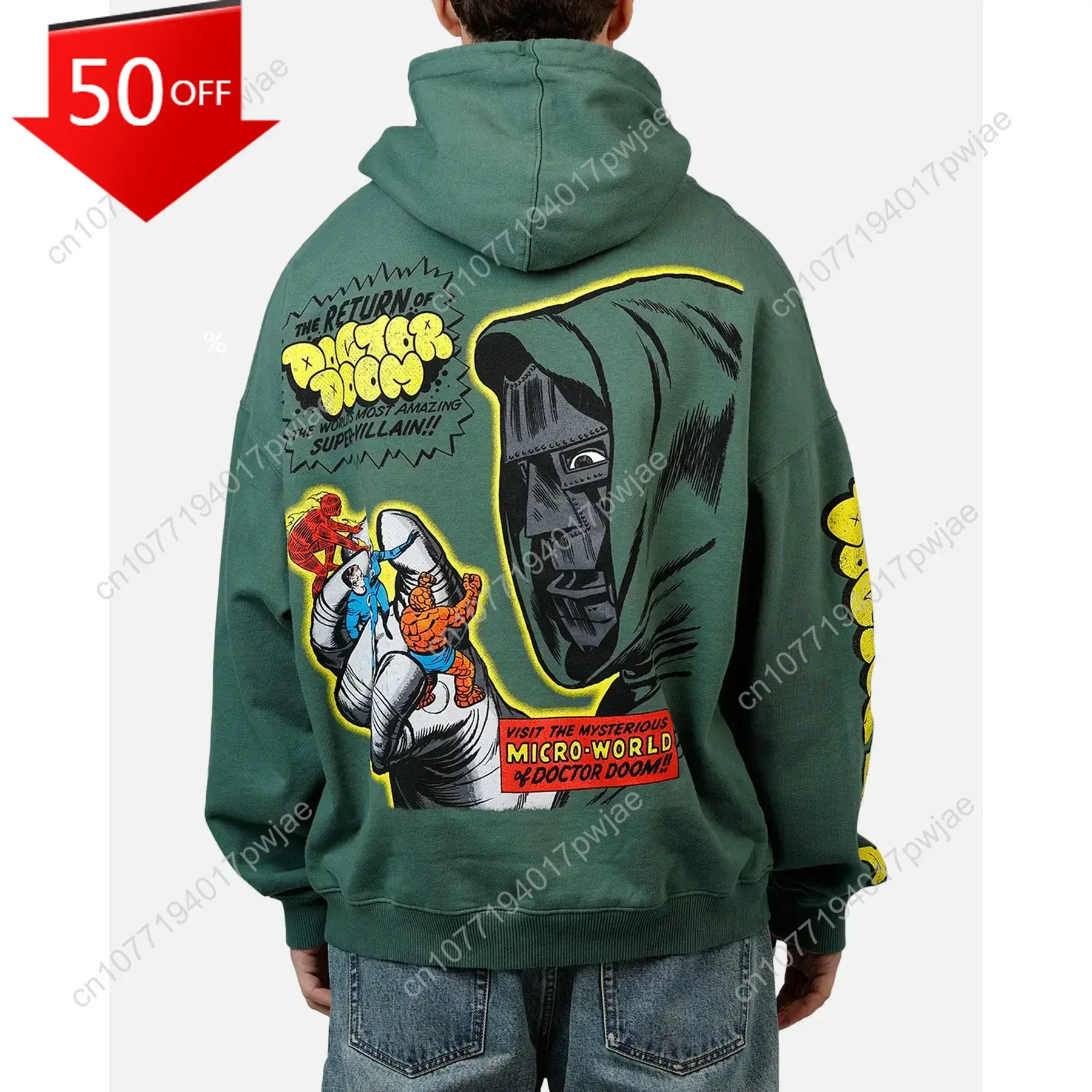 Marvel 73Studio Marvel Fantastic Four Doctor Doom Villain Premium Hoodie Green