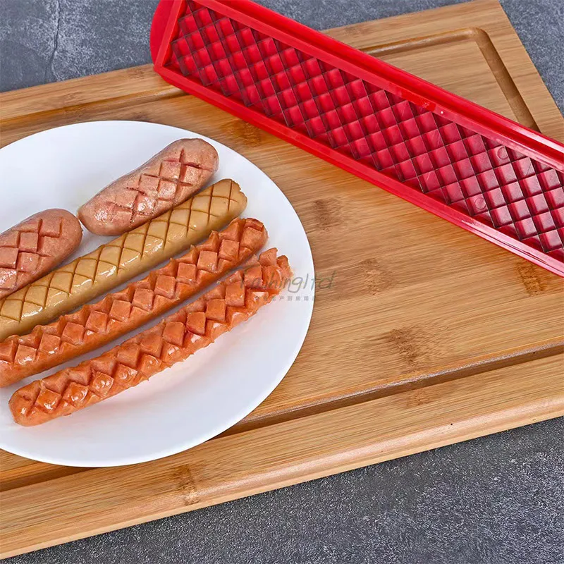 New Design Bbq Stainless Steel Hot Dog Slicing Tools Household Kitchen Supplies Sausage Hot Dog Ham Cutter Kitchen Accessories