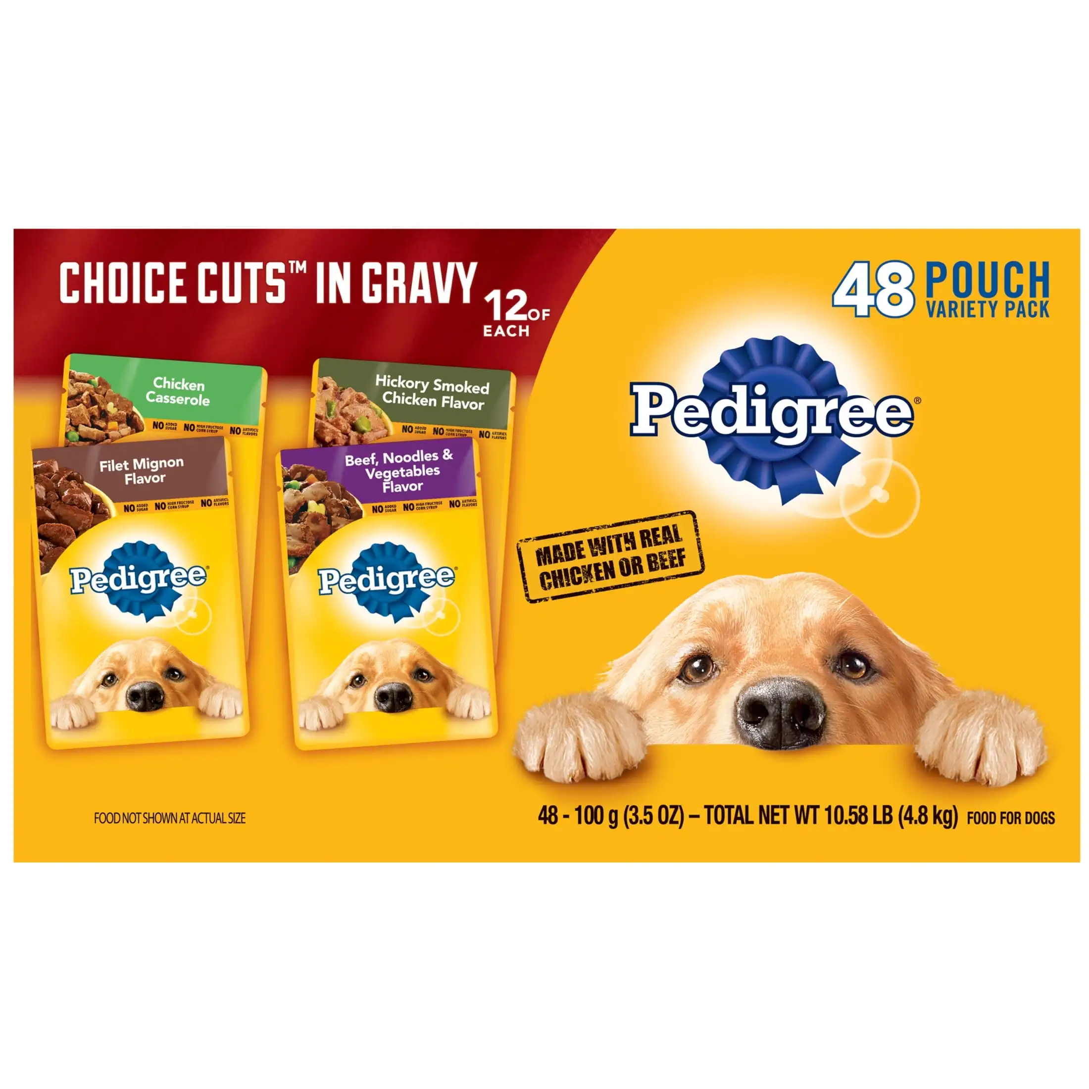 

Choice Cuts in Gravy Adult Soft Wet Dog Food, 48 Pouch Variety Pack, 3.5 oz Pouches