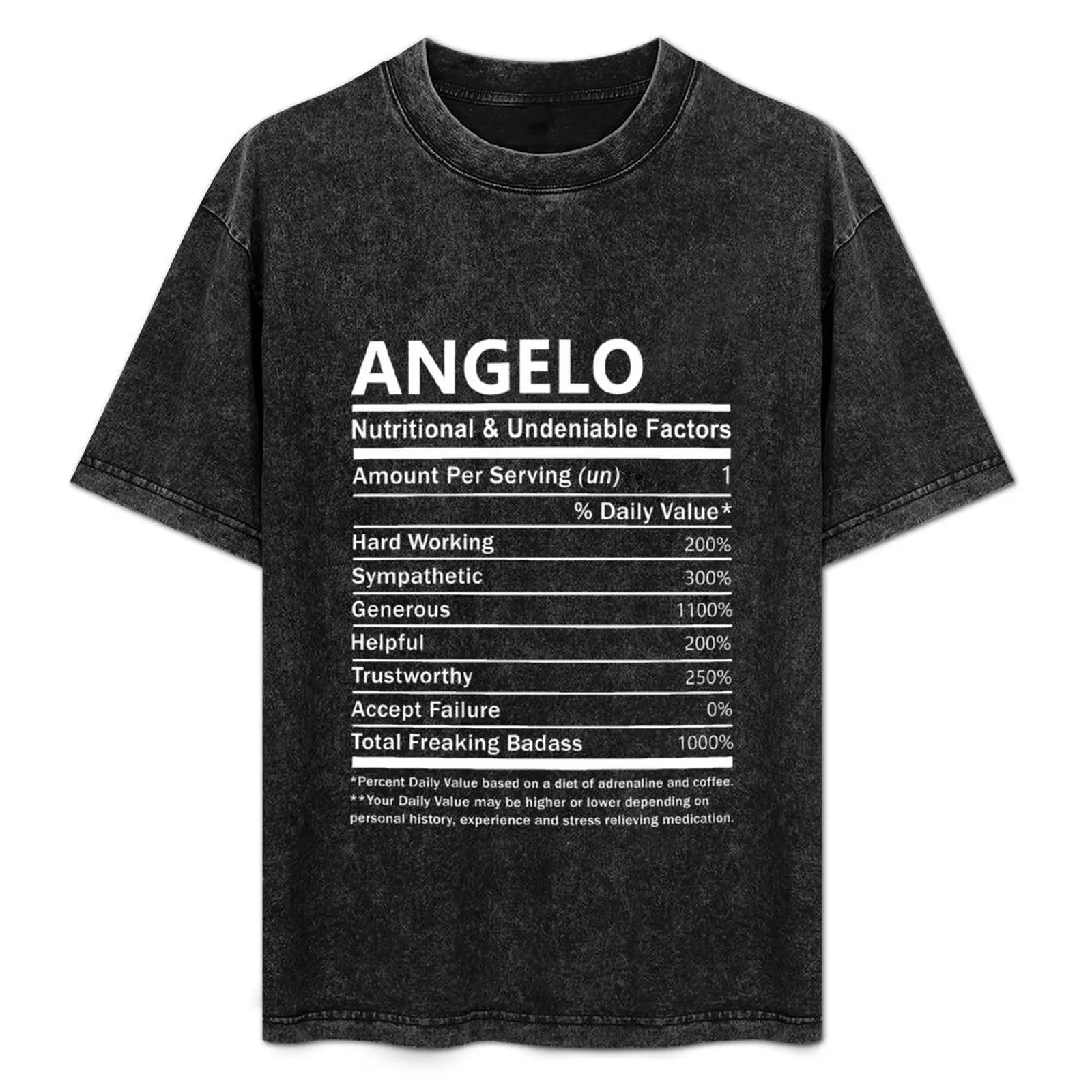 Camiseta con nombre de Angelo - Angelo Nutritional And Undeniable Factors Gift Item Tee Camiseta informal ligera de manga corta