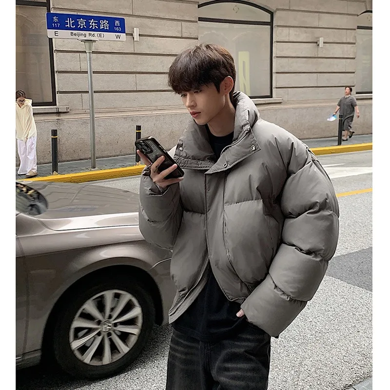 Short Stand-collar Padded Jacket Autumn Winter Loose Versatile Trendy Men's Jacket Korean Style High-end Personalized Parkas