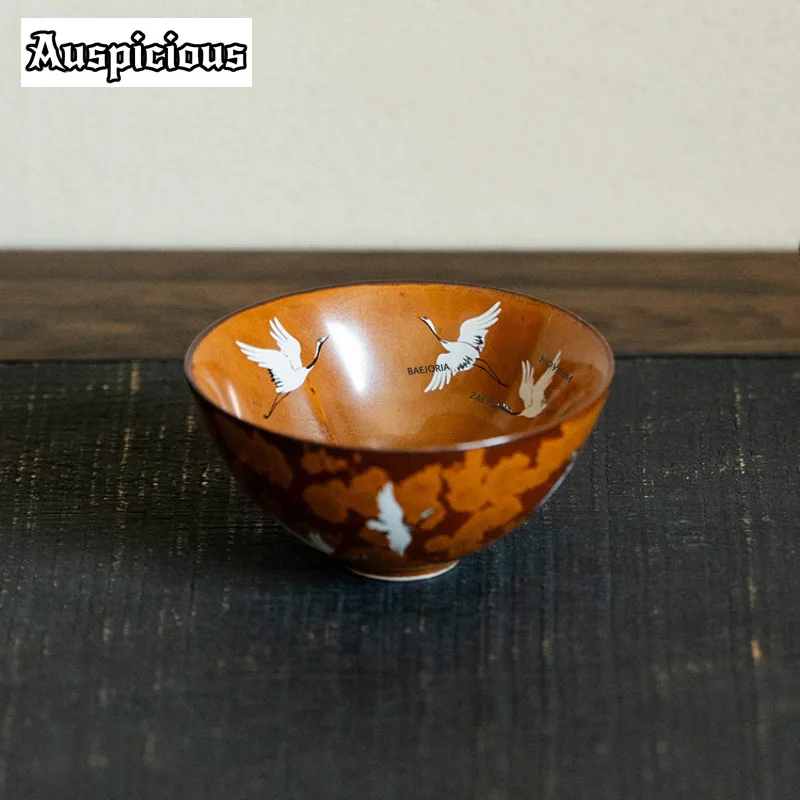 ZAEYORIA 70ml Kiln Fambe Red-crowned Crane Love Teacup Luxury Tea Bowl Mug Tea-tasting Smelling Cup Jianzhan Master Cups Teaset