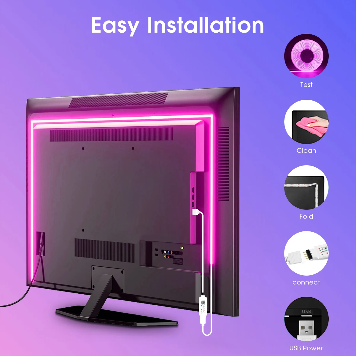 Smart USB 5V COB RGB Streifen Licht 576LEDs/M Bluetooth APP Steuerung Musik Rhythmus Modus 26 Voreingestellte Szenen Für Home Party Room Decor