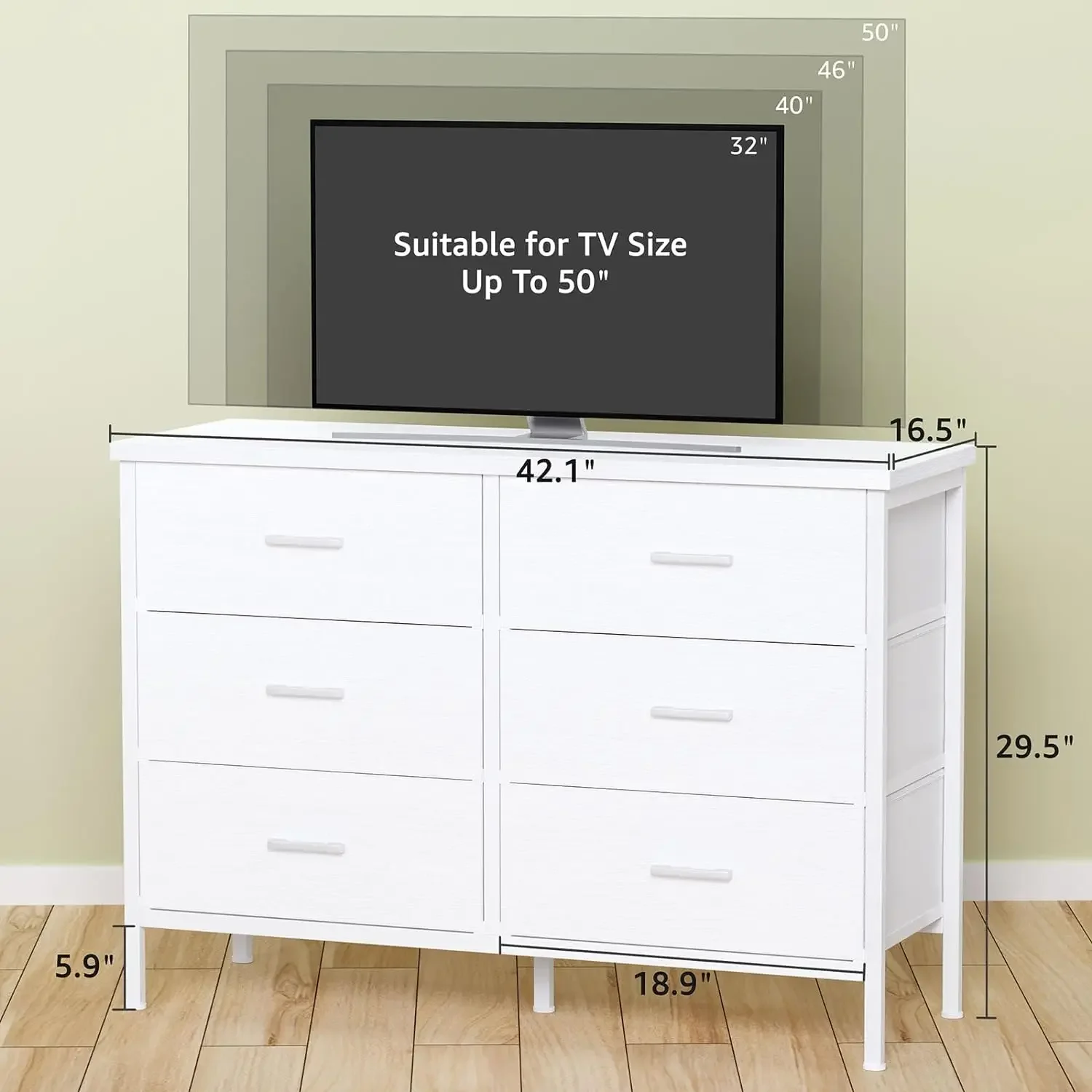 Factory Direct 2026 Simple Wide 6 Drawer Dresser For Bedroom, TV Stand For 50
