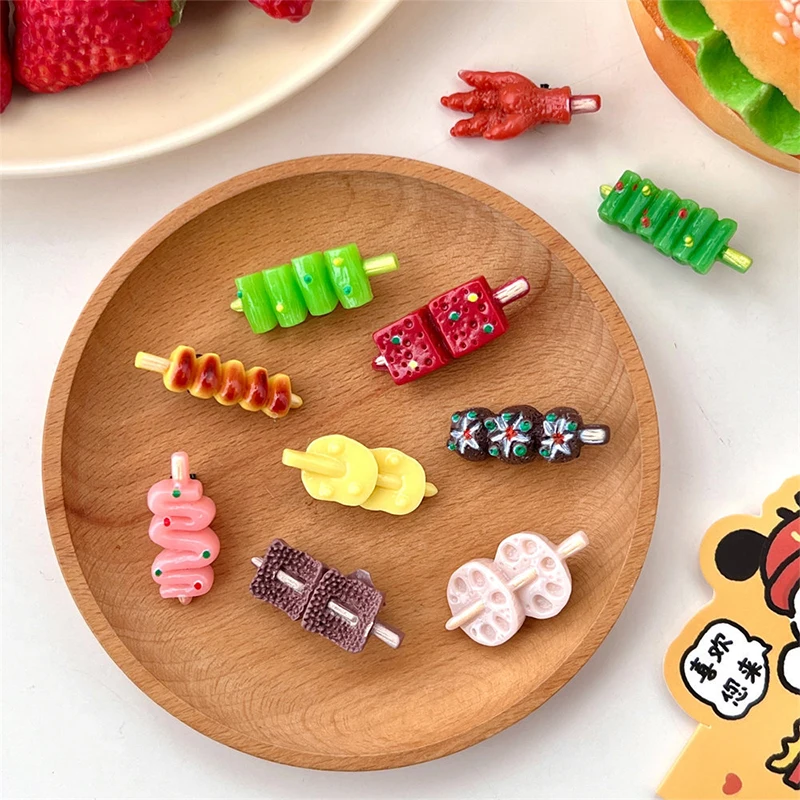 1Set Cartoon Schattige Barbecue Voedsel Hars Broche Voor Vrouwen Meisjes Mode Creatieve Simulatie Voedsel Diy Haarspeld Tas Decoratie Geschenken