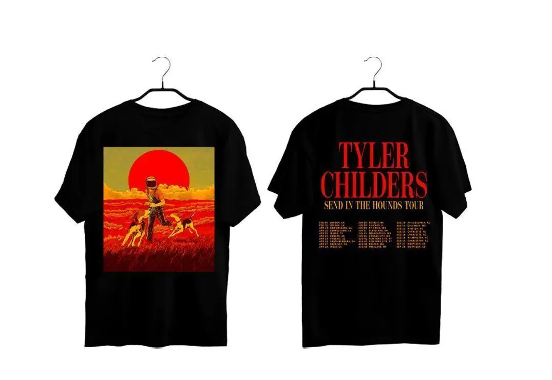 Vtg Tyler Childers The Hounds Tour 2022 Cotton S 4Xl Black T Shirt Mm135