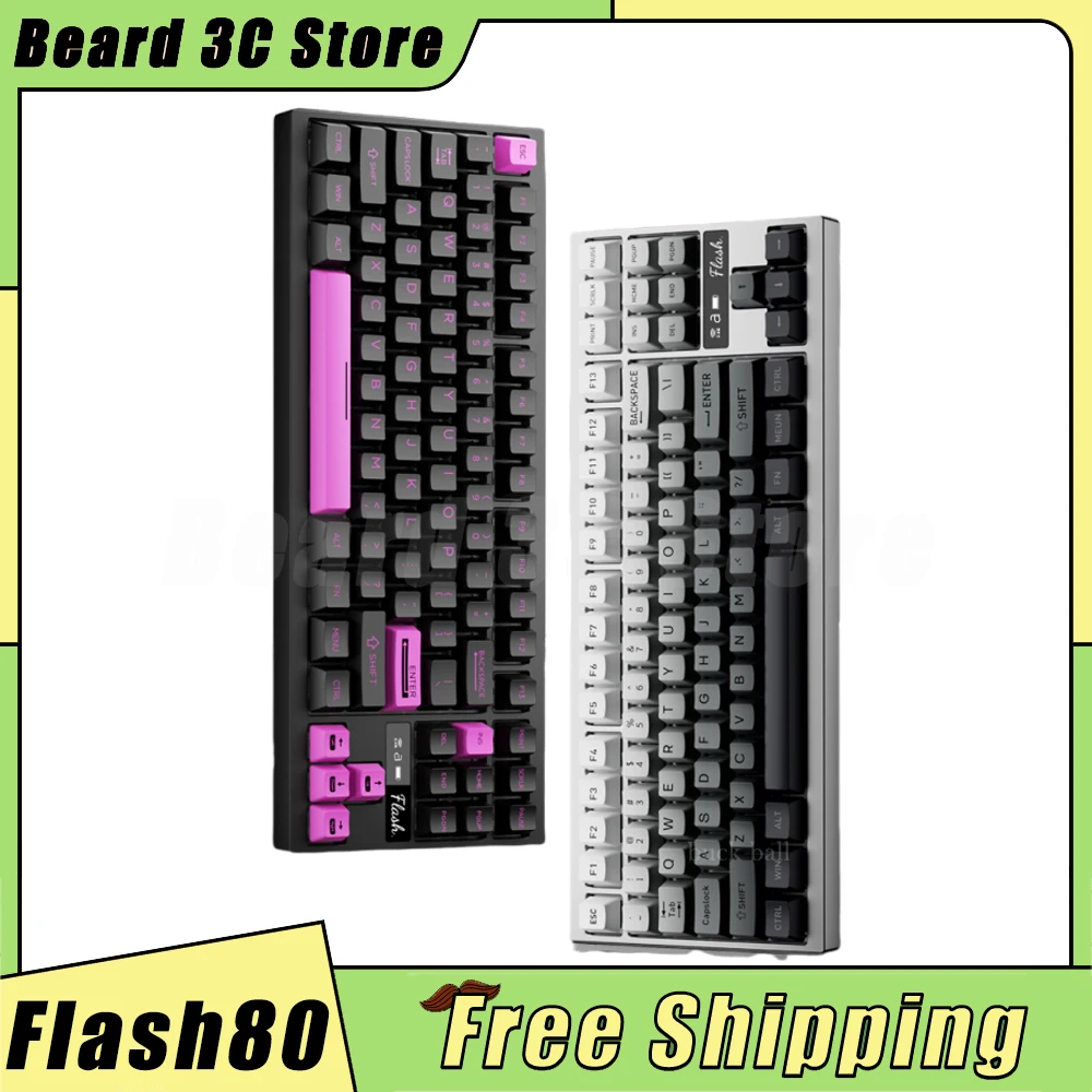 ZIDLI Flash80 Mechanical Keyboard Tri Mode Wireless Keyboard Aluminum Alloy Gasket Custom Keyboard Office PC Gamer Accessories