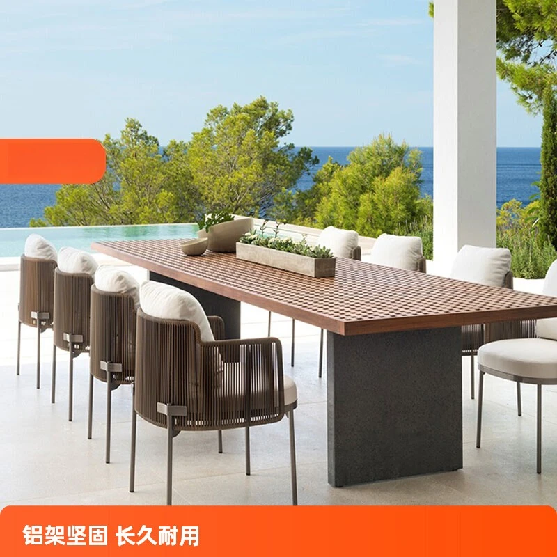 

Outdoor waterproof and sunscreen rattan chair villa courtyard garden designer model room leisure outdoor table and chair combina