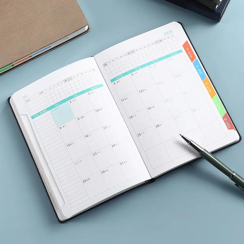 2024 calendar book self-discipline book, notebook notebook, A5 schedule, this plan book, punch book, can be customized logo