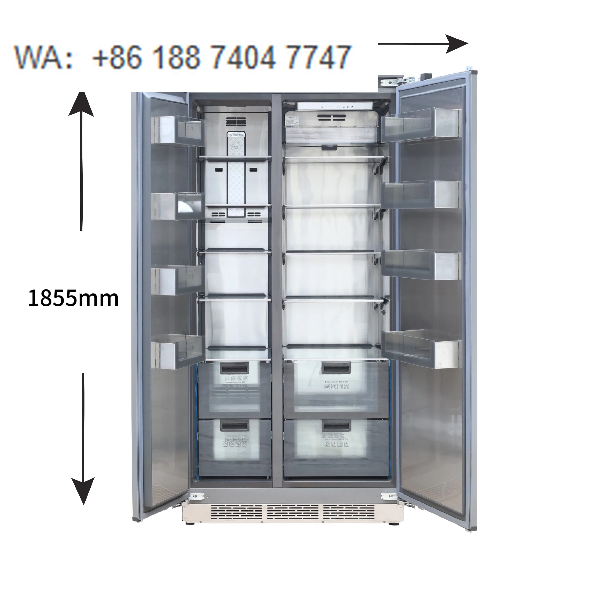 RK188 455L French Double Door Built-in Refrigerator Frost Free Household Portable Installation Ready