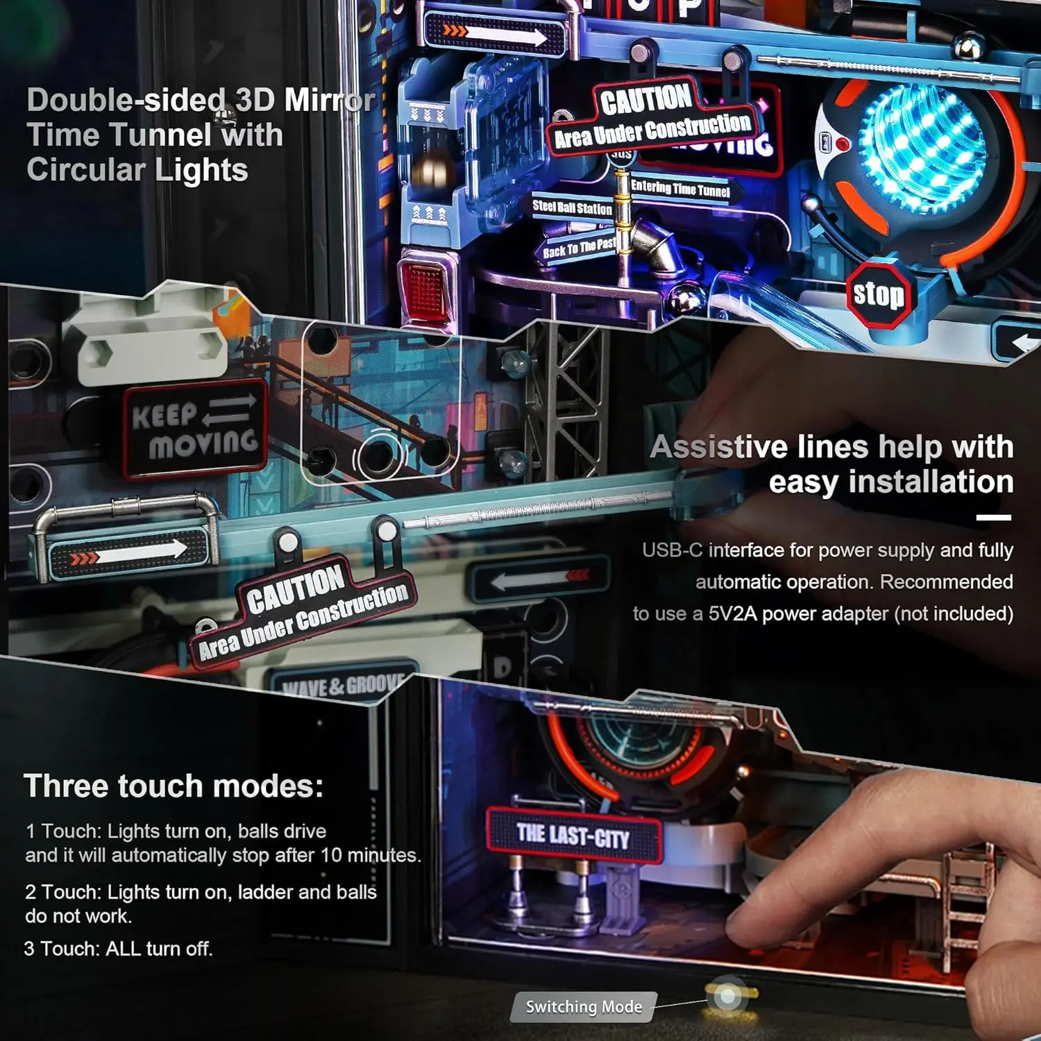 Robotime Rokr The Last City Futuristic Marble Run Parallel World Building Spielzeugset 130 Stück Brain Teaser DIY Hobbys für Männer Jungen