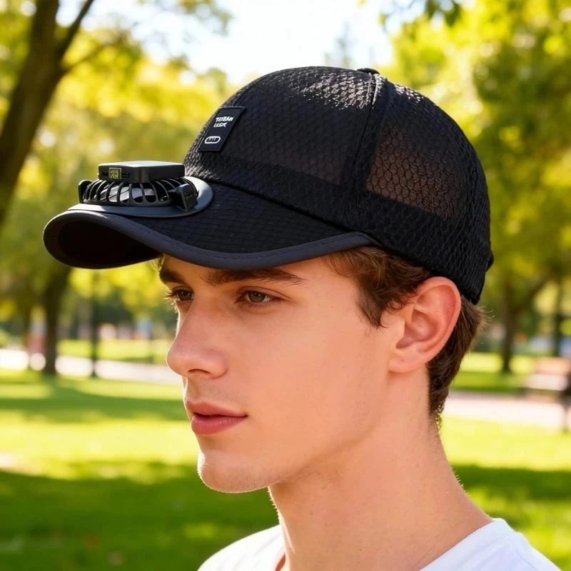 Breathable Sunhat with Solar Fan Outdoor Sun Protection Hat USB Rechargeable Fan Baseball Caps Summer Sunscreen Sunshade Hats