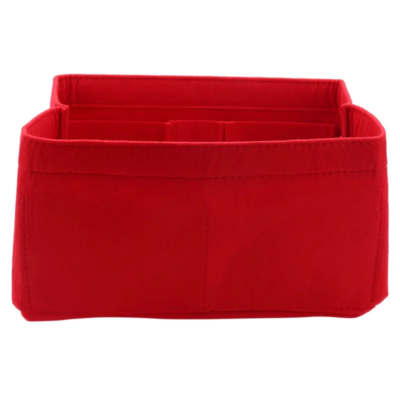

【SEE】2X Red Home Storage Bag Purse Organizer Felt Insert Bag Makeup Organizer Inner Purse Portable Cosmetic Bags Storage Tote