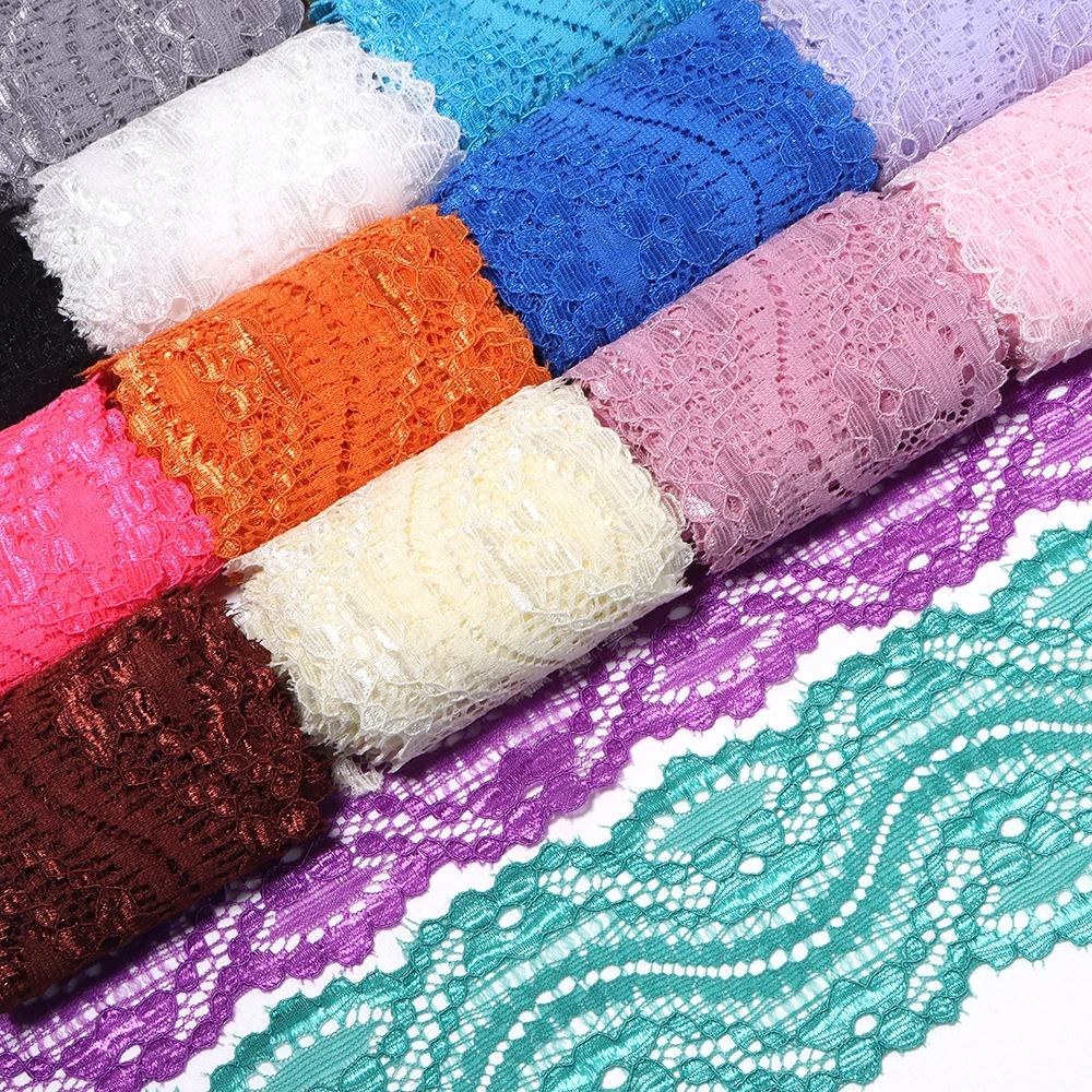 2 Yards 6cm Elastisches Hohlblumen-Besticktes Spitzenband Bunte Spitzenborte DIY Kleidung Nähen Hochzeitskleid Dekoration – Detail 6