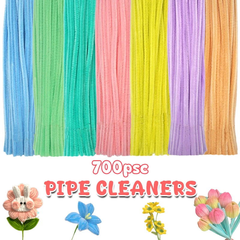 Pfeifen reiniger 100 Stück 7 Farben Chenille Stiele für DIY Handwerk Dekoration kreative Schulprojekte (30cm x 12 Zoll, Macaron Farben)