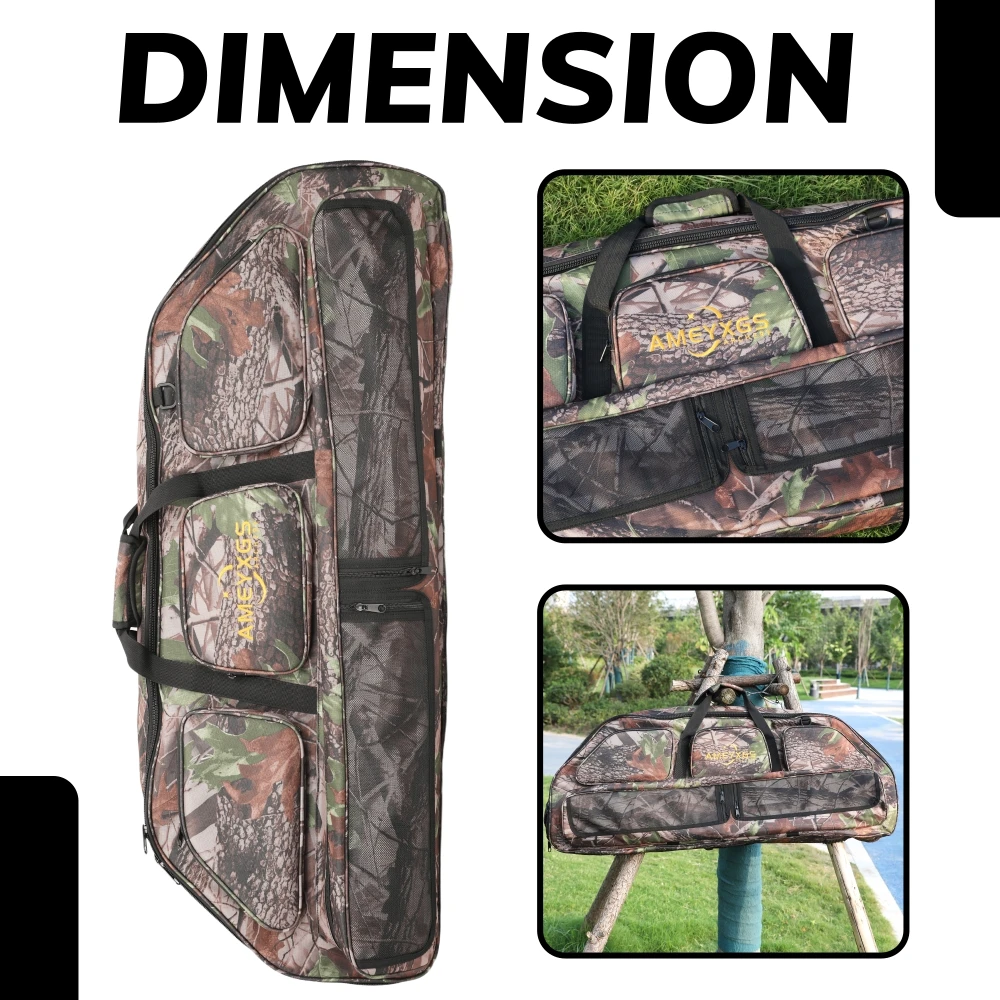 1pc Canvas Compound Bow Bag Quiver Multi-pocket Large Capacity Case for Archery Shooting Hunting Shoulder/Hand/Backpack