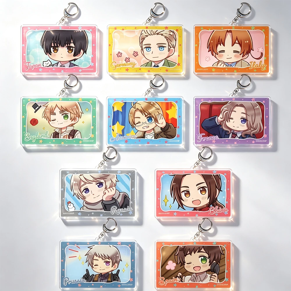 Hetalia World Stars Acrylic Keychain Japan Germany Italy America France Russia China Anime Character Pendant Collectible Gift