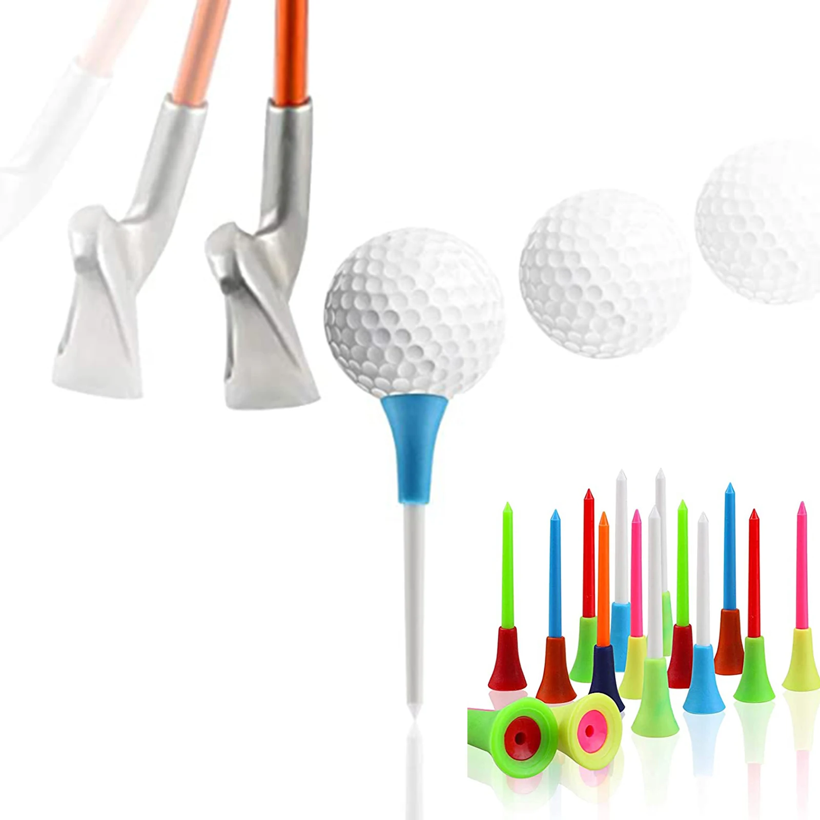 

100 шт. высококачественных разноцветных футболок для гольфа, 83 мм, пластиковые прочные резиновые мягкие футболки для гольфа, аксессуары для гольфа