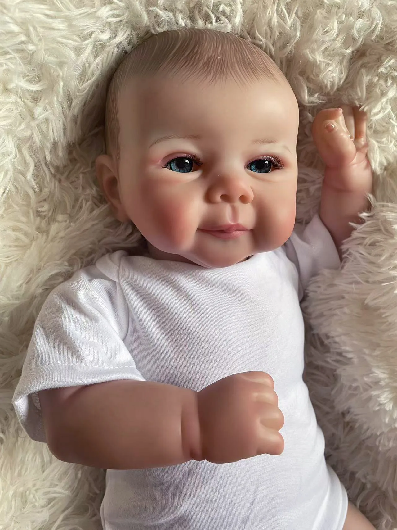 ﻿ Cuerpo de tela suave Juliette, muñeca bebé Reborn realista de 19 pulgadas, cara dulce, piel 3D Real, múltiples capas con pelo pintado a mano