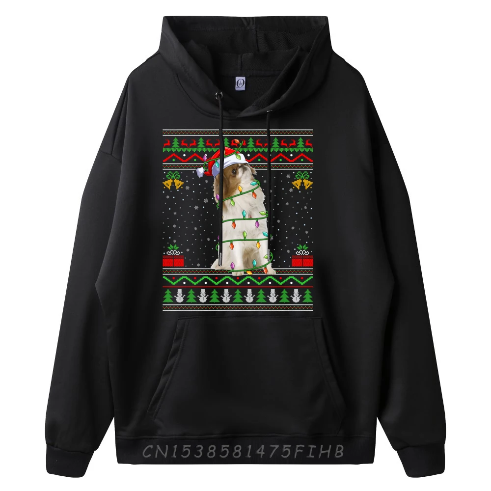 Xmas Lighting Matching Ugly Japanese Chin Dog Christmas Green And White Graphic Hoodies Hoodies Men Hoodies for Men 4TH of July