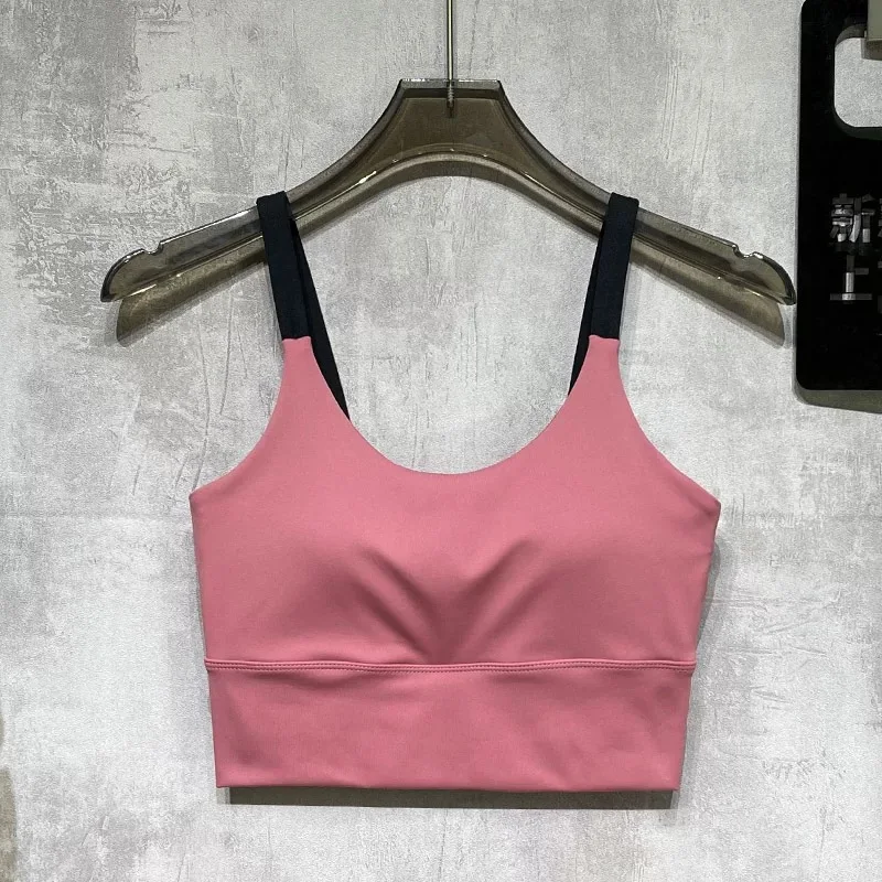 New yoga suspender gathering sports bra professional shockproof medium and high strength fixed one-piece fitness bra