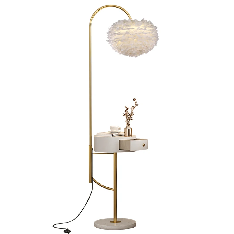 

Drawer Feather Floor Lamp Bedroom Living Room Sofa and Bedside Vertical Table Lamp