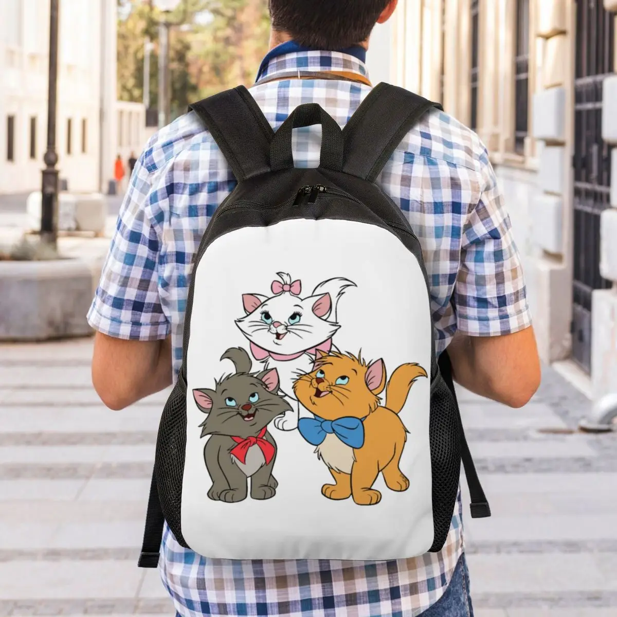 Marie Cat-mochila de viaje personalizada para hombre y mujer, morral escolar para ordenador, con dibujos animados de gatitos, para estudiantes universitarios