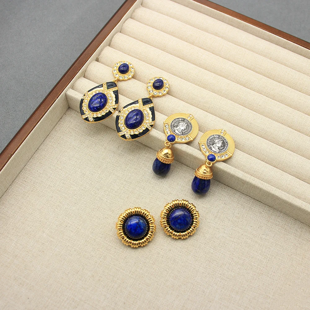 

Винтажные серьги, серебряные иглы, портретные жемчужные шпильки, лазурит, легкие роскошные серьги высокого класса