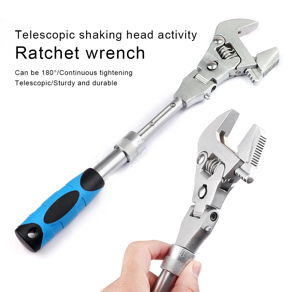 Portable Adjustable Torque Wrench 180 Degree Folding Ratchet Wrench Household Maintenance Pulley Wrench 5 In 1 Spanner 10 Inch