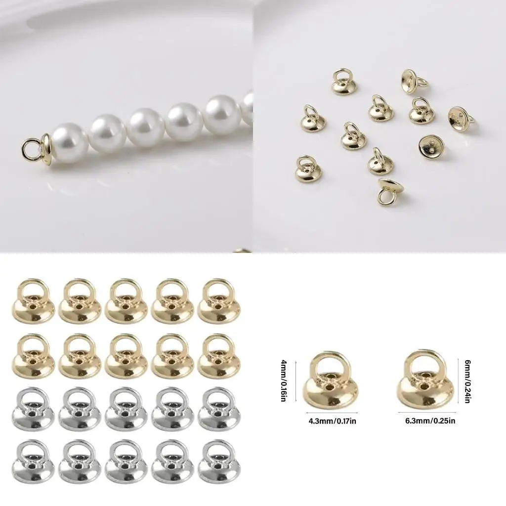

A52E Elegant Pearls Bead Clasp Ends Decorative Pearls Ends Connectors for Custom Jewelry and Garment Accessories