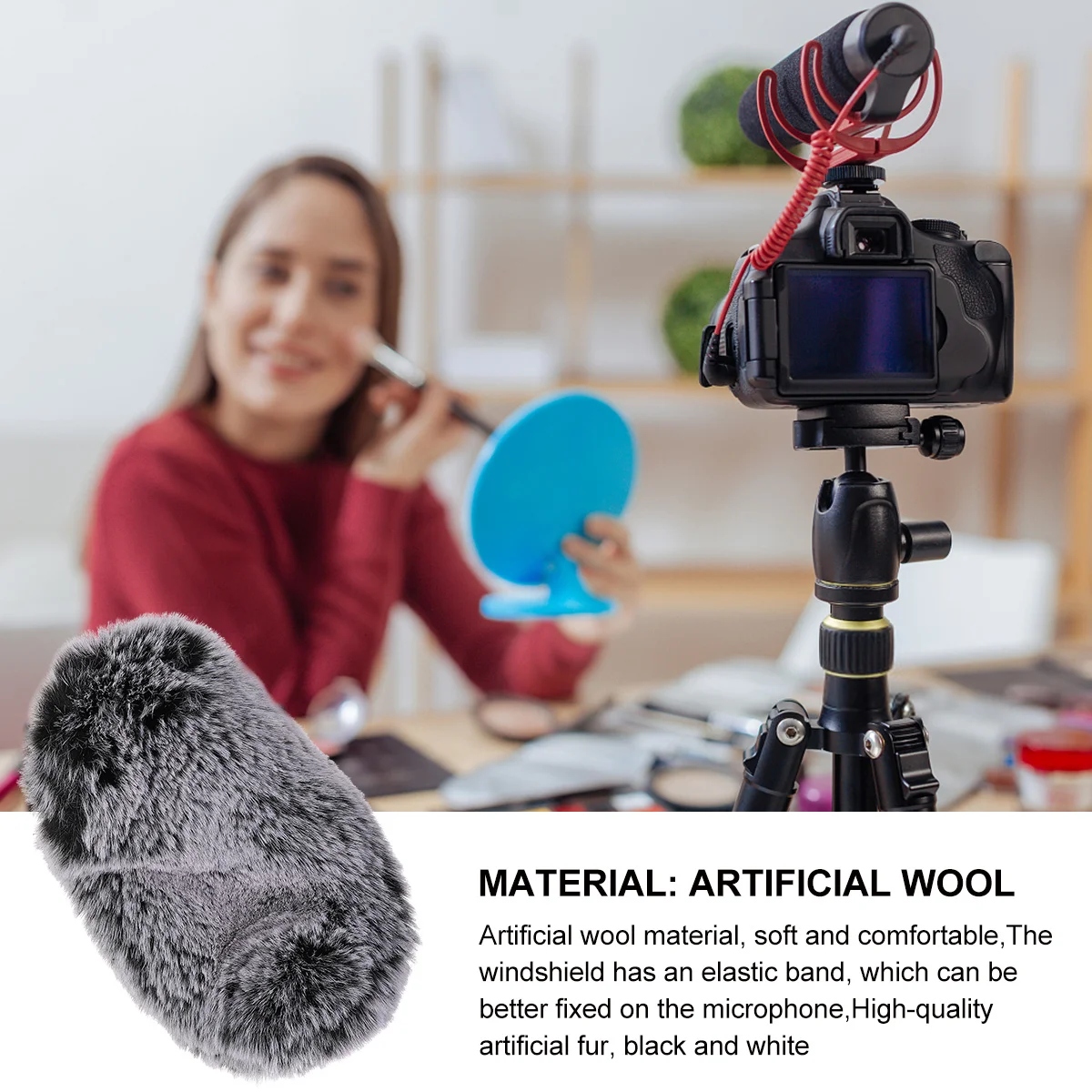 

1Pcs Microphone Wind Muff Compatible with Rode Videomic Black Windscreen Lightweight Soft Cover for Professional