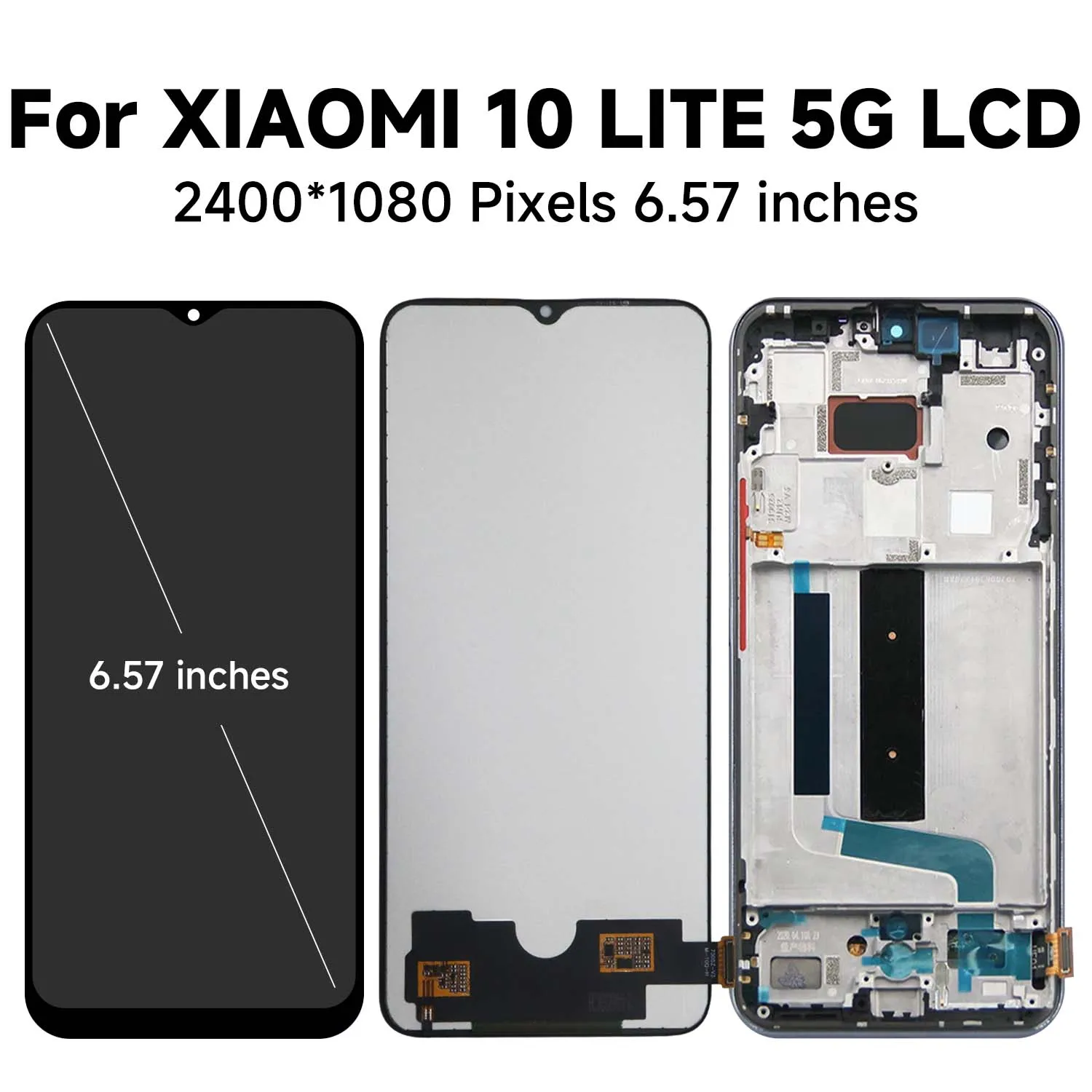 6.57\'\' Mi 10 Lite AMOLED Display For Xiaomi Mi10 Lite Lcd Display Touch Screen Digitizer Assembly For Mi 10Lite Lcd M2002J9G 5G