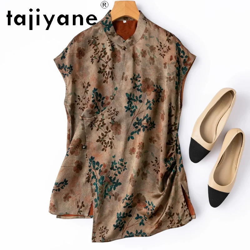 TAJIYANE 100% Real Mulberry Silk Xiangyun Sha Women's Tanks New Chinese Style Vest Elegant Summer Tops for Woman Clothes 2026топ
