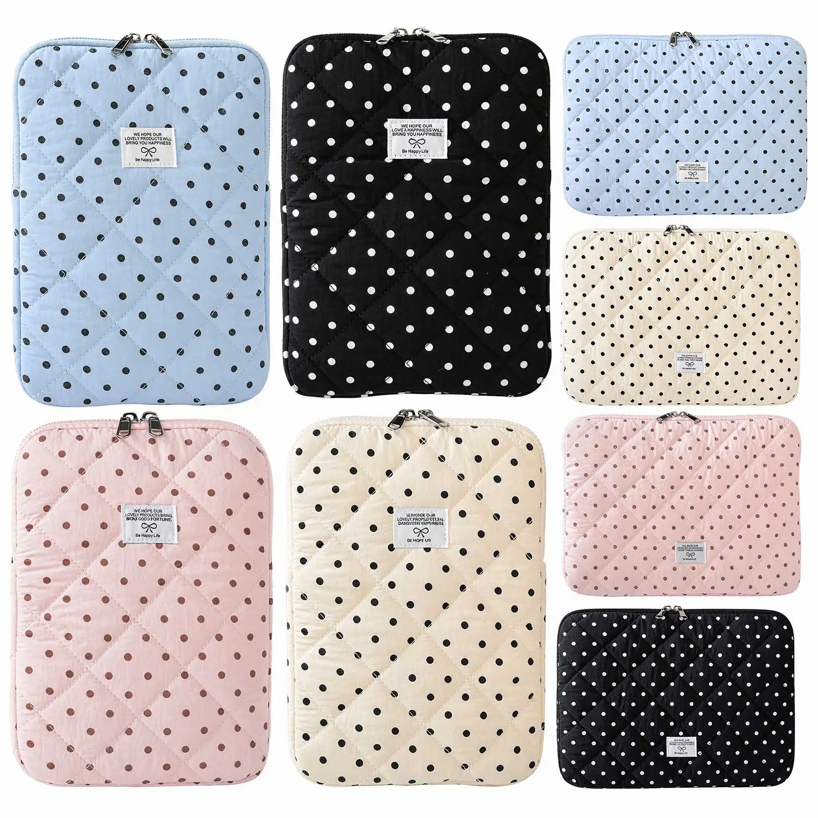 Polka Dot Puffy Laptop Sleeve 11/13/14 Inch Aesthetic Puffy Laptop Case Cute Girl Tablet Bag for Travel Work College Shop