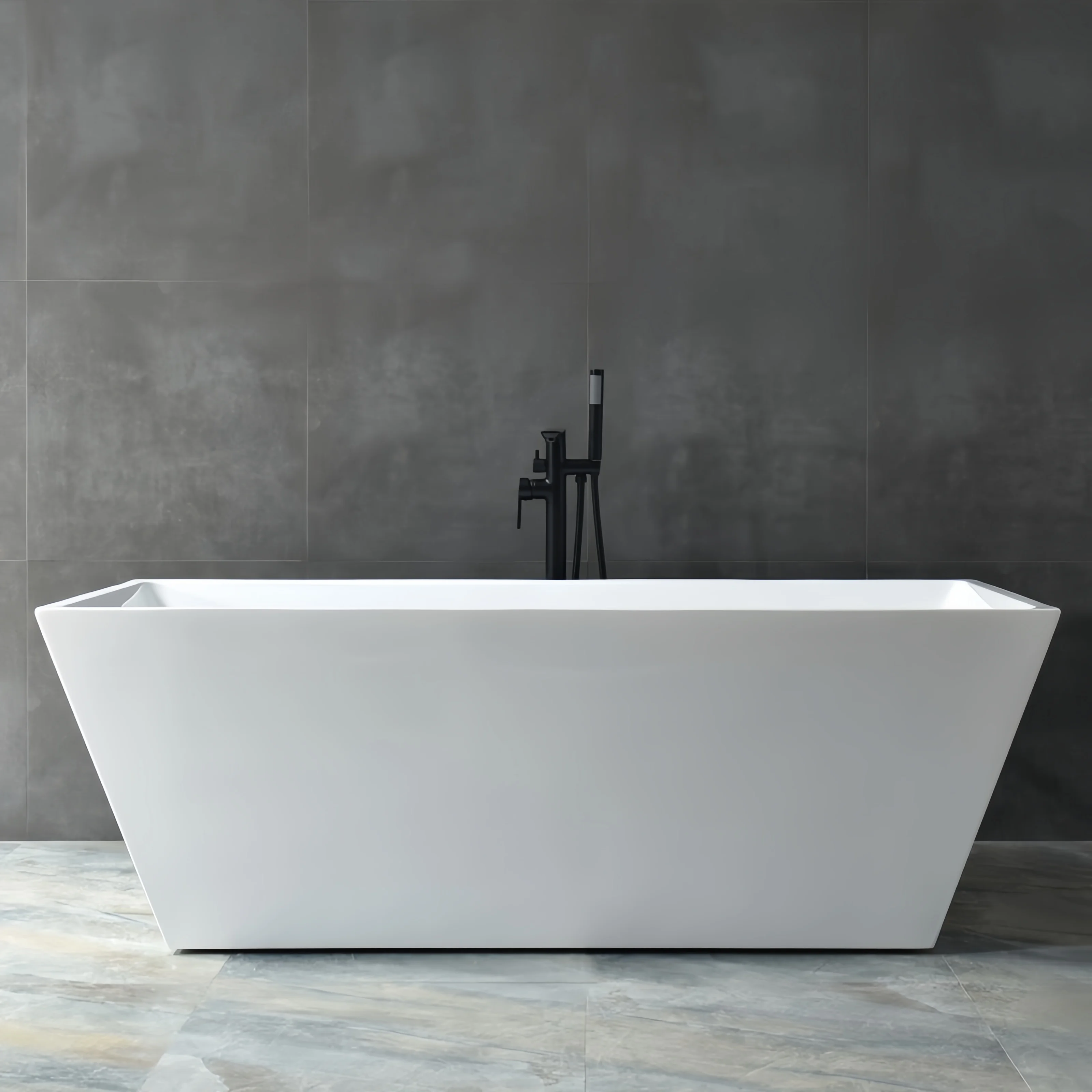 %& Hot Selling Modern Design Acrylic Bathtubs Customized Rectangular Pure White Indoor Freestanding Eco-Friendly Soaking Oval