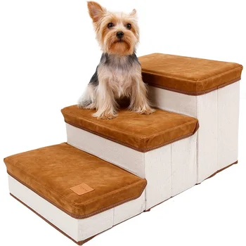 Dog stairs high Quality Fiber Pet Stairs Foldable Dog Ramp steps 3 Layers Dog Stairs With Storage Box