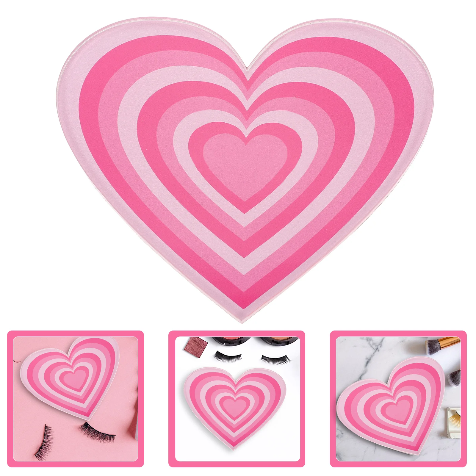 

Acrylic Heart Eyelash Grafting Tray Lash Extension Platform False Eyelash Display Board Portable Lash Holder for Salon Travel