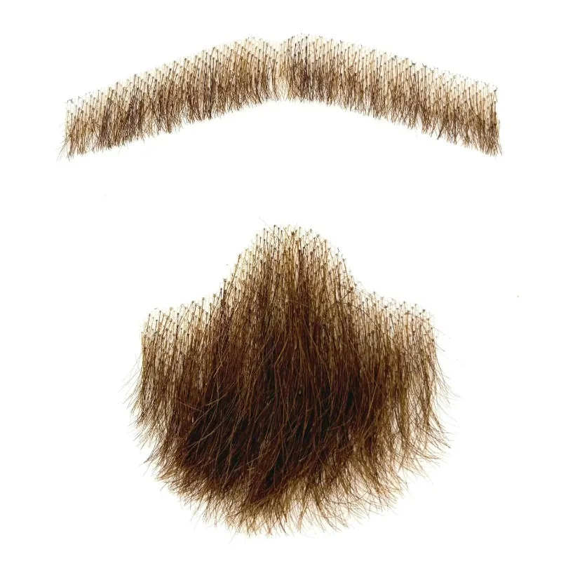 مجموعة شارب اللحية المزيفة بدون غراء | شعر وجه صناعي واقعي قابل للتشذيب للرجال | فيلم حفلة الدراما للعطلات المسرحية #5