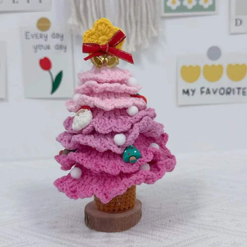 Handmade Crochet Christmas Tree Decor Mini Knitted Flower Plants Pine Christmas Tree Potted Creativity Cute