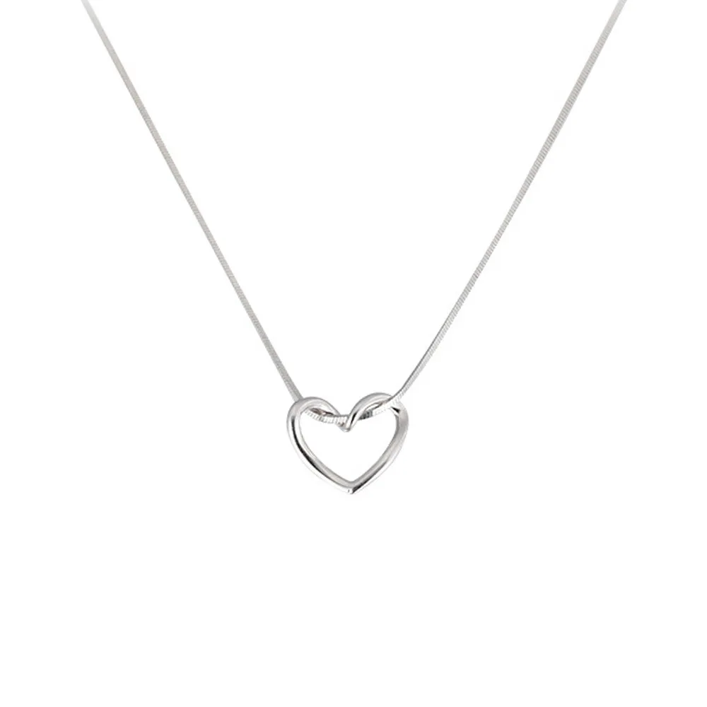 925 Sterling Silver Line Heart Snake Chain Necklaces For Women Luxury Jewelry Accessories Wholesale Jewellery Argent 925