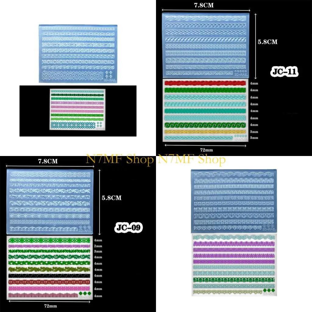 N7MF Embossed Silicone Mold Art Handy Template Carving Sticker Stencil Tools