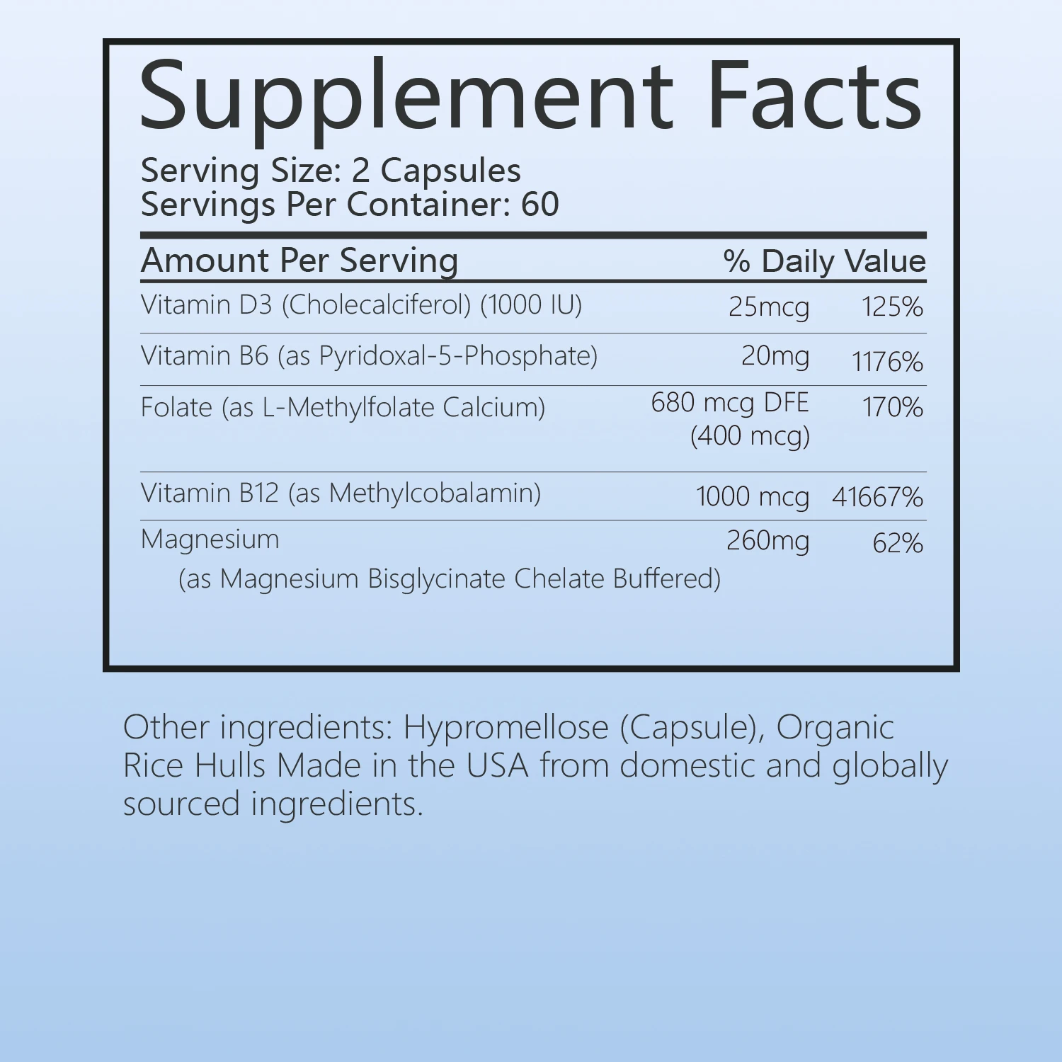 Vitamin B Complex - Vitamin D3, B6, B12 - Nervous System, Metabolism, Immune and Energy Support